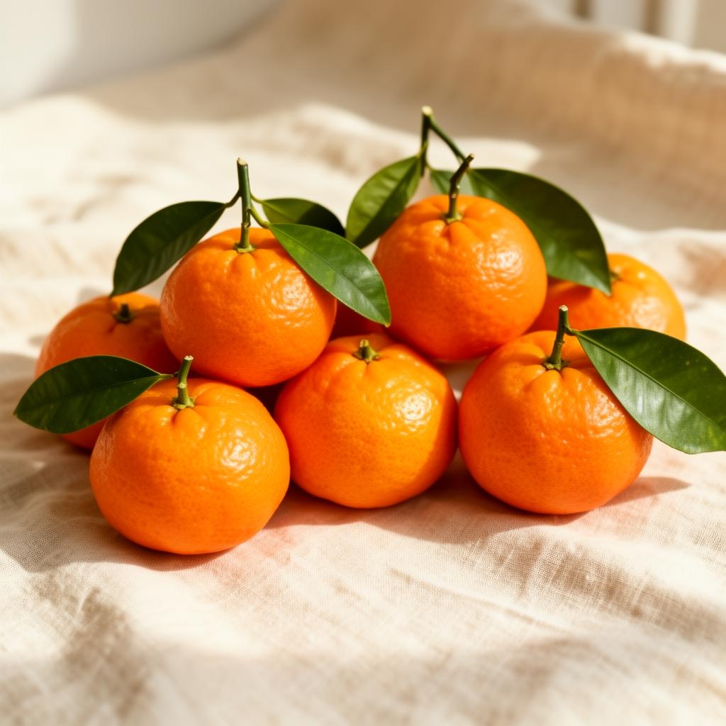 Fresh clementines on linen